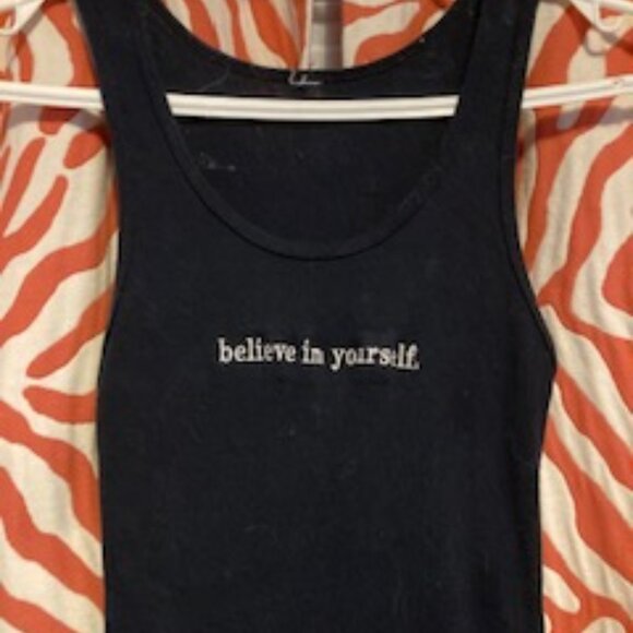 Inspiration wear, Black Tank top  "Believe in Yourself", Cotton blend Size Small - Picture 1 of 6
